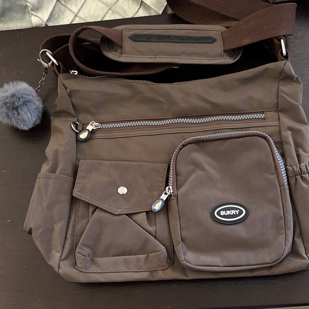 Brown Women’s Messenger Bag with Multiple Pockets
